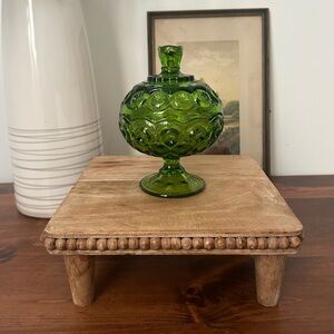 L.E. Smith Moon and Star Green Candy Dish Compote